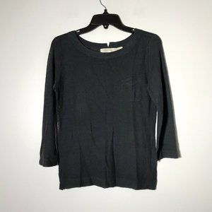 EUC Inhabit Lightweight Viscose Linen Pocket Navy 3/4 Sleeve Top Size Medium